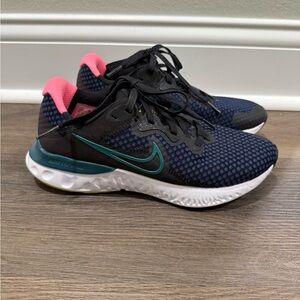 Nike Renew Run 2 Women's Blue and Pink Athletic Shoes